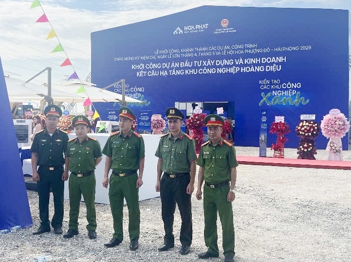 Công an xã Gia Phúc bảo đảm an toàn Lễ khởi công Dự án đầu tư phát triển kết cấu hạ tầng Khu công nghiệp Hoàng Diệu 